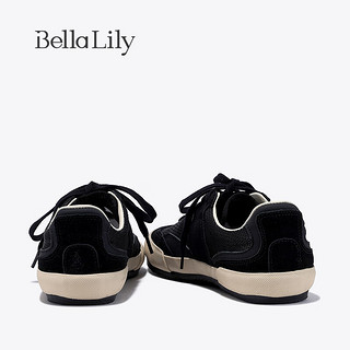 Bella Lily2024春季黑色网面德训鞋女显瘦炸街板鞋透气休闲鞋 黑色 38