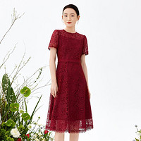 Juzui 玖姿 JZ玖姿商场同款酒红裙子女夏季优雅蕾丝连衣裙JWCX50033