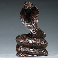 OLOEY 十二生肖蛇摆件黑檀木雕蛇装饰工艺品