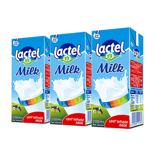 lactel 兰特 全脂纯牛奶 200ml*3盒装 儿童学生高钙奶西班牙进口