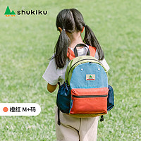 SHUKIKU 儿童书包防泼水1-3年级小书包超轻透气双肩包橙红M+码S-2143