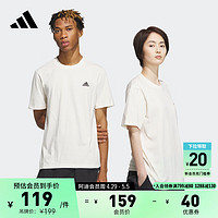 adidas 阿迪达斯 官方轻运动男女情侣款纯棉休闲上衣圆领短袖T恤 米白 A/M