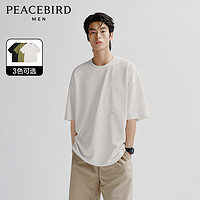 PEACEBIRD 太平鸟 男装梭织口袋拼接重磅T恤