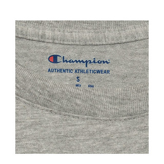 Champion 冠军卫衣男 草写logo纯色圆领套头长袖运动T恤打底衫 灰色