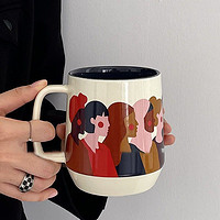ins风马克杯高级陶瓷杯大容量轻奢早餐杯生日礼物日式复古咖啡杯
