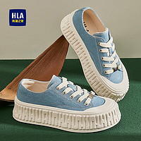 HLA 海澜之家 女鞋饼干鞋增高帆布鞋运动百搭休闲鞋子HDAYXW1ACK170 蓝色37
