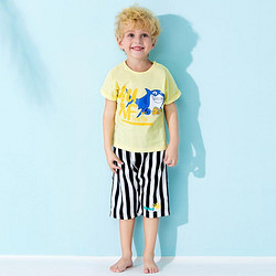 Disney baby 迪士尼宝贝 清爽透气夏季男童套装童装宝宝短袖套装两件套