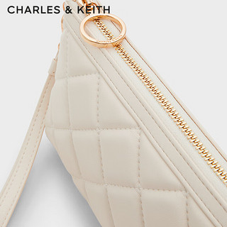 CHARLES&KEITH24夏绗缝菱格拉链柔软腕套钱包女CK6-20681130 White白色