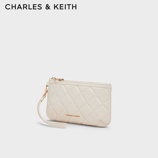 CHARLES&KEITH24夏绗缝菱格拉链柔软腕套钱包女CK6-20681130 White白色