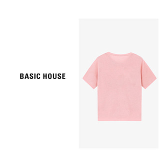 Basic House/百家好时尚户外休闲百搭夏季宽松针织衫-B0624B5D302 白色 L115-125斤