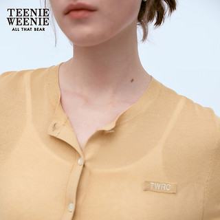 Teenie Weenie小熊2024夏装轻薄微透空调针织开衫毛衣外套女装 卡其色 S