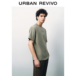 URBAN REVIVO 男士艺术感贴布绣宽松T恤衫 UMF440061 浅绿 S