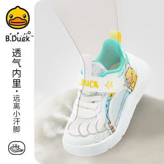 B.Duck小黄鸭男童鞋夏季女童单网鞋运动鞋儿童网面透气潮鞋跑步鞋 白色 27码 脚长16.6-17.1cm