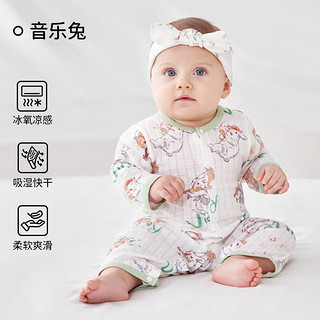 欧孕2024婴儿连体衣夏季婴幼儿衣服男女宝宝薄款空调服哈衣长袖睡袋 音乐兔(长袖) 80码