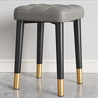新颜值主义 凳子家用板凳可叠放方凳餐凳化妆凳换鞋凳软包高凳YZ512 灰色皮革