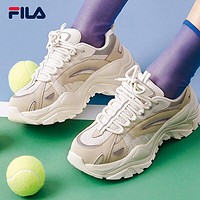 FILA 斐乐 女鞋鱼刺SOFIA老爹鞋厚底增高时尚休闲鞋复古反光运动鞋斐乐女鞋 奶白/米色-GA 37.5