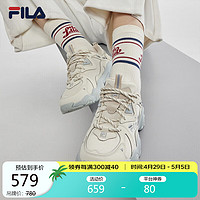 FILA 斐乐 猫爪鞋4代女鞋老爹鞋2023女子复古休闲鞋运动鞋 白芦笋/乳白色-WO 37.5码