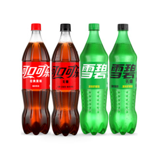 Coca-Cola 可口可乐 雪碧含糖无糖碳酸饮料汽水1L*2瓶装正品组合混合