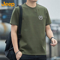 Jeep 吉普 短袖男士T恤夏季潮流休闲运动宽松凉感透气衣服男装 军绿 XL