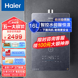 Haier 海尔 16升燃气热水器智控水伺服密闭稳燃舱五段微火精控下置风机