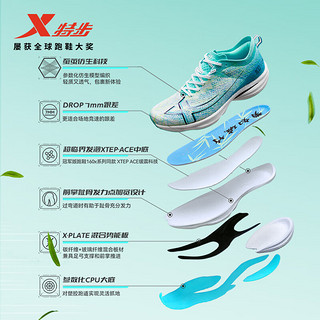 特步（XTEP）竞速PRO2.0特步100运动鞋场地竞速鞋运动休闲缓震耐磨跑步鞋 特步白/纯净蓝 40码