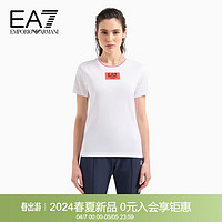 阿玛尼EMPORIO ARMANI24春夏EA7女装修身短袖徽标运动T恤