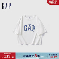 Gap女装2024夏季精梳棉牛仔logo短款短袖T恤宽松上衣496354 白色 170/88A(L) 亚洲尺码