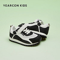 YEARCON 意尔康 童鞋女童运动鞋2024春夏儿童软底透气网鞋男童跑步鞋 米/黑28