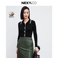 NEXY.CO 奈蔻 2024春夏Polo针织衫女优雅知性羊毛衫打底衫