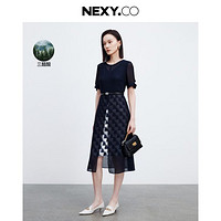 NEXY.CO 奈蔻 2024夏季新款舒适网纱收腰连衣裙女