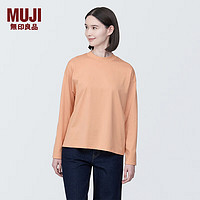 MUJI 無印良品 无印良品（MUJI）女式 天竺编织 长袖T恤 打底衫女款内搭 多巴胺早春 BB2ODA4S 浅橙色 XS(150/76A)