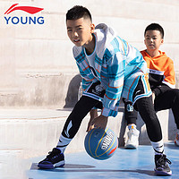 LI-NING 李宁 童鞋篮球鞋男大童先锋力PRIMARY3V3反光黑色/荧光星耀紫38