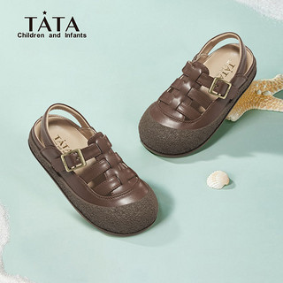 百亿补贴：TATA 他她 童鞋儿童包头凉鞋男童夏季罗马沙滩鞋女童软底凉爽鞋鞋子