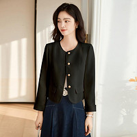 安乃安 on&on【小香风短外套】春装设计感气质圆领时尚修身显瘦薄款长袖白上衣