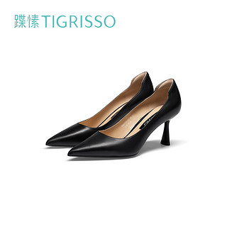 tigrisso 蹀愫 春夏新款优雅纯色百搭简约尖头高跟鞋浅口单鞋女鞋TA42117-11