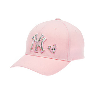 MLB儿童女童潮流萌趣可爱复古老花贴钻爱心棒球帽24春夏 浅粉色 52-54cm