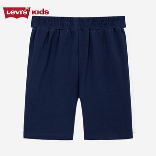 Levi's李维斯童装24夏季男童针织短裤儿童学院风撞色裤子 深靛蓝 110/50(4)