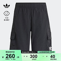 adidas 阿迪达斯 工装风运动短裤男大童夏季阿迪达斯三叶草IT5437 黑色 134CM