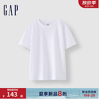 Gap女装2024夏季logo罗纹圆领短袖T恤简约百搭显瘦上衣476750 白色 170/88A(L) 亚洲尺码