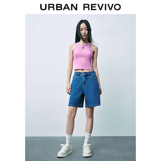 URBAN REVIVO 女士打底外穿刺绣修身无袖圆领背心 UWU440053 冷粉色 L