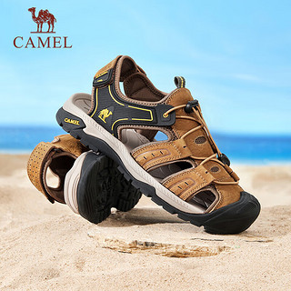 骆驼（CAMEL）男士户外包头洞洞沙滩溯溪休闲凉鞋 G14M307613 黄棕 42