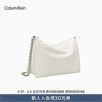 Calvin Klein女包24春夏时尚通勤金属字母拉链链条单肩斜挎包枕头包DH3575 115-象牙白