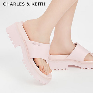 CHARLES&KEITH24春季厚底外穿休闲夹趾拖鞋女CK1-70580222 Light Pink浅粉色 37