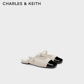 CHARLES&KEITH24春法式一字带平底穆勒拖鞋CK1-70900458-1 Cream奶白色 38