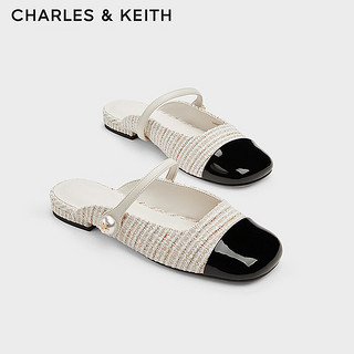 CHARLES&KEITH24春法式一字带平底穆勒拖鞋CK1-70900458-1 Cream奶白色 38