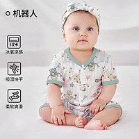 欧孕（OUYUN）婴儿连体衣夏季婴幼儿衣服男女宝宝薄款短袖哈衣爬服 机器人 73码