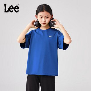 Lee儿童短袖t恤2024男女童夏季大小童半袖休闲宽松舒适上衣童装 海蓝色 110cm