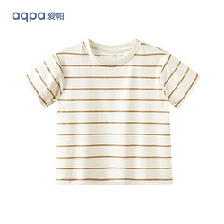 aqpa [UPF50+]儿童撞色短袖T恤夏季男童女童条纹上衣 咖色条纹 120cm