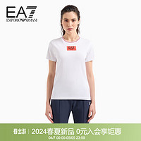 EMPORIO ARMANI 24春季EA7女装修身短袖徽标运动T恤 L 1100白色