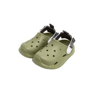 迷你巴拉巴拉男童女童儿童凉鞋夏季轻盈舒适涉水快干止滑洞洞鞋 绿色调00344 25码